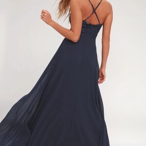 Lulu's Madalyn Navy Blue Lace Maxi Dress BNWT